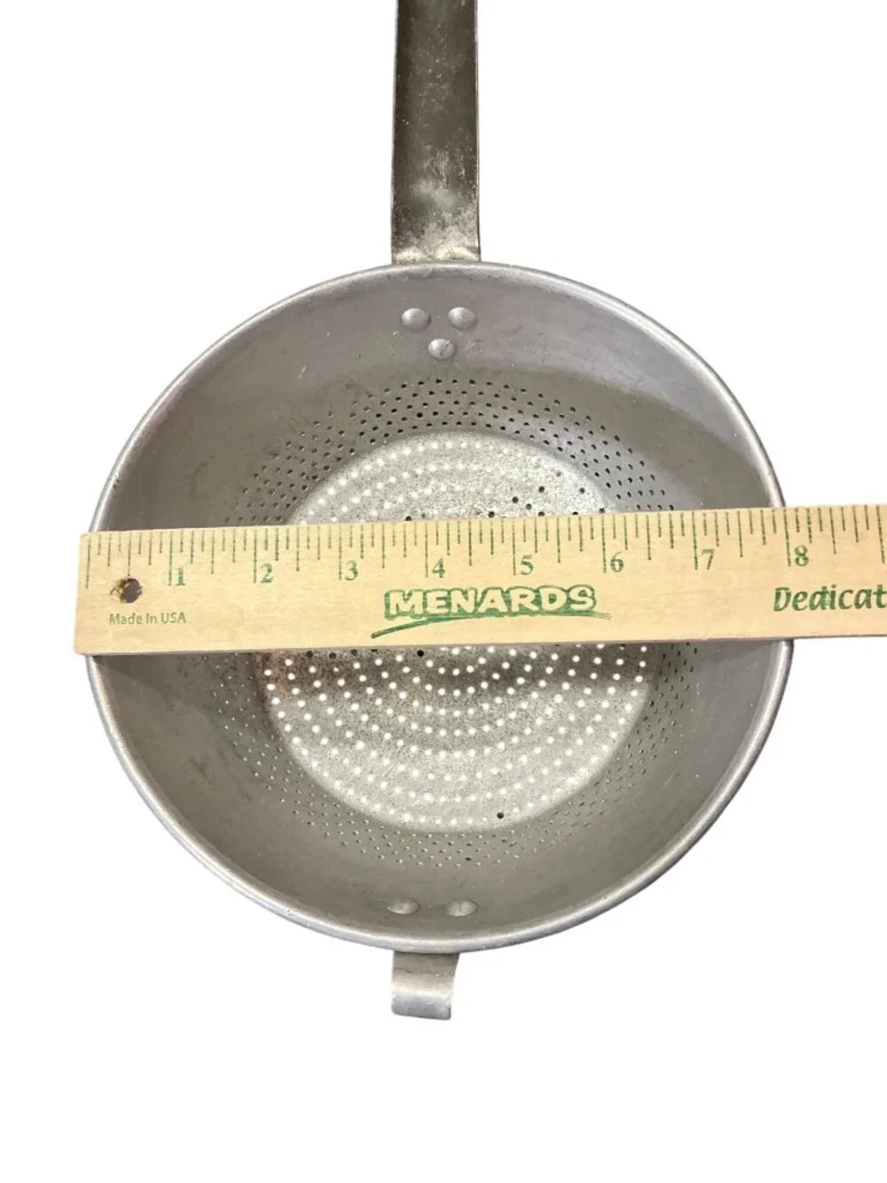 Vintage Wear Ever Aluminum Handled Colander With Perforated Design Used 934 Hook
